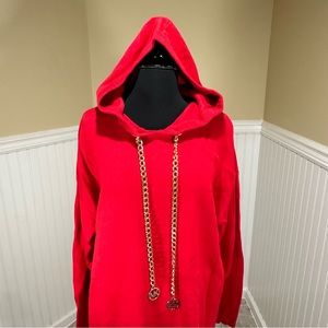Michael Kors Red sweater dress with hood, size Large